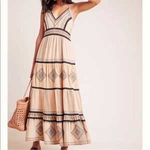 By Anthropologie Gold Goddess Maxie Dress